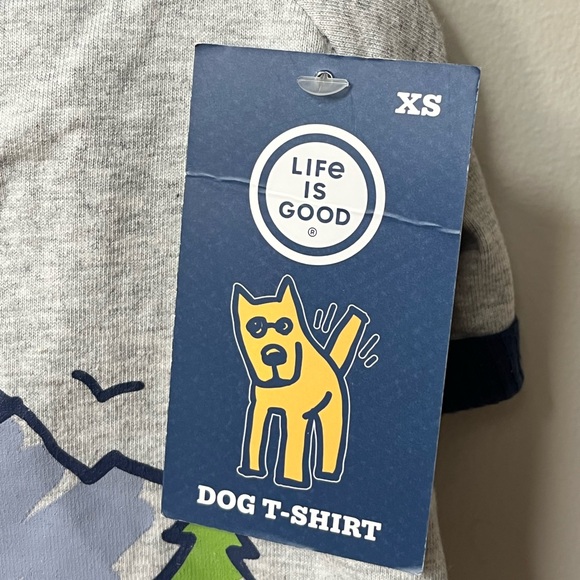 Life Is Good Dog T Shirt XS Gray Blue Outdoors Trees Pet Puppy Gift NWT - Picture 4 of 10